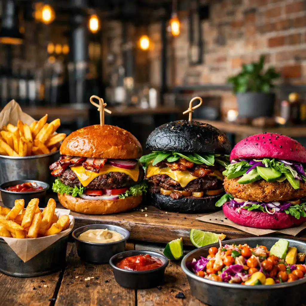 Kreatív street food tálalás: burgerek, ropogós szendvicsek és vegán fogások a DowntownSocialHub asztalain