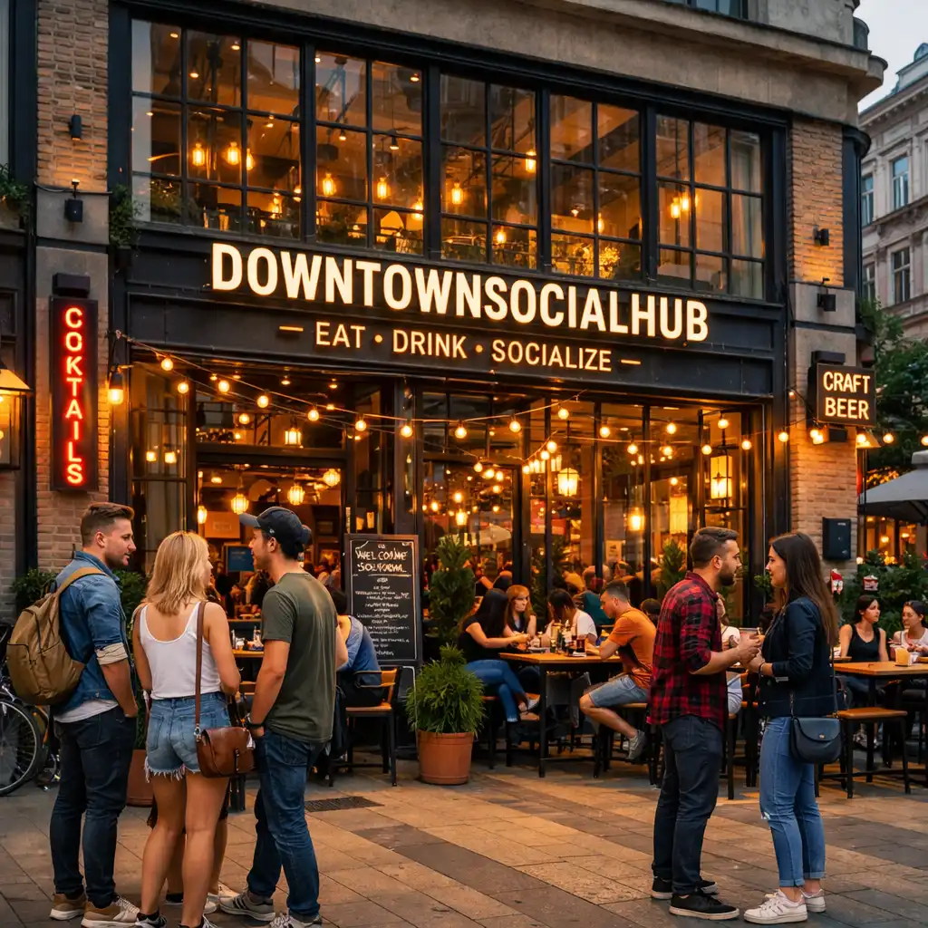DowntownSocialHub külső homlokzata Budapest belvárosában, loft hangulatú közösségi tér